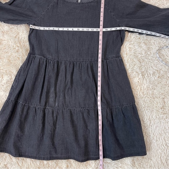 Beach Lunch Lounge Lidia Tiered Shirt Dress Black Long Sleeve elastic wrist SZ L - Picture 6 of 8